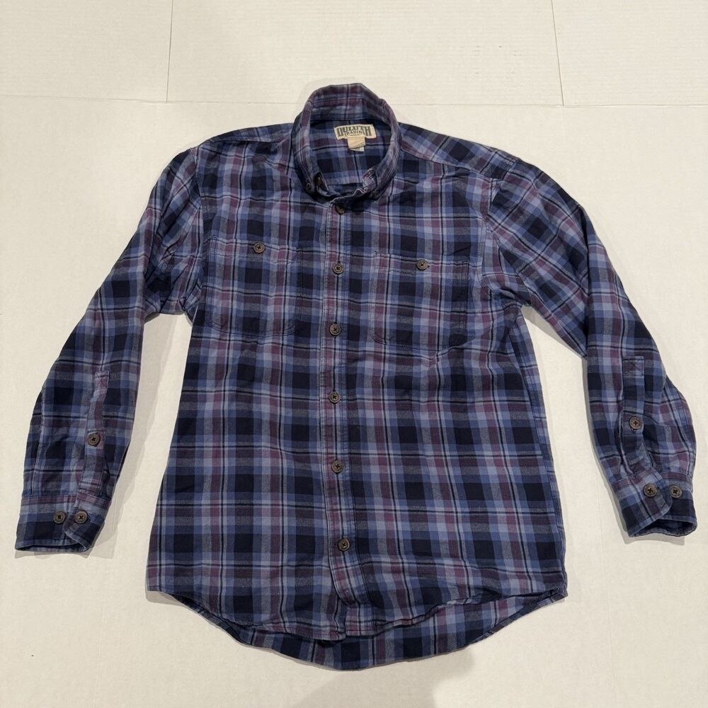 Duluth Trading Co Mens Small Plaid Button Up Shirt 100% Cotton